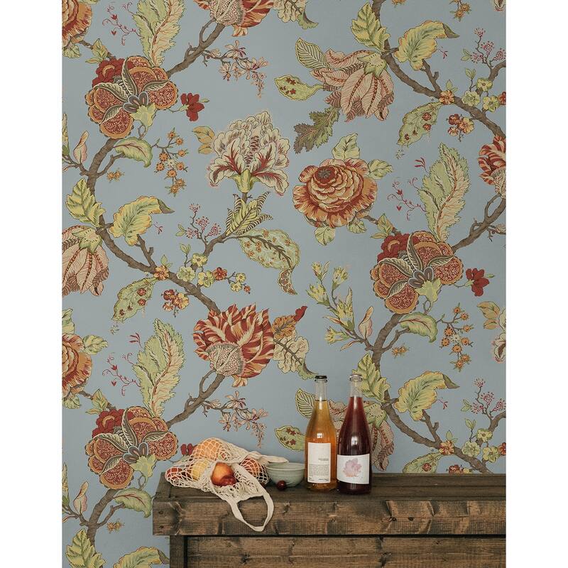 Seabrook Designs Lana Jacobean Prepasted Wallpaper