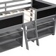preview thumbnail 8 of 10, Twin Size Low Loft Bed with 2 Movable Shelves & Ladder, Solid Wood Bed with Decorative Guardrail Chalkboard, Grey