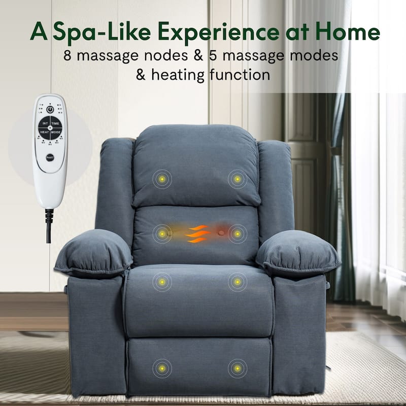 FlexiSpot Massage&Heat Power Lift Recliner Chair for Elderly with 2 Side Pockets,Extended Footrest