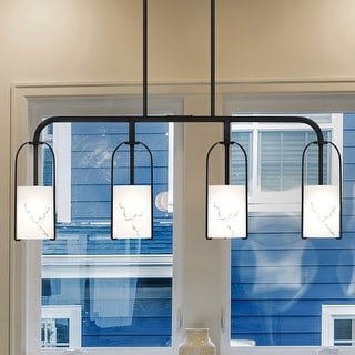 Luxury Mid Century Modern Chandelier, 15H x 37.25W, with Urban Loft Style, Matte Black, UQL5350 by Urban Ambiance