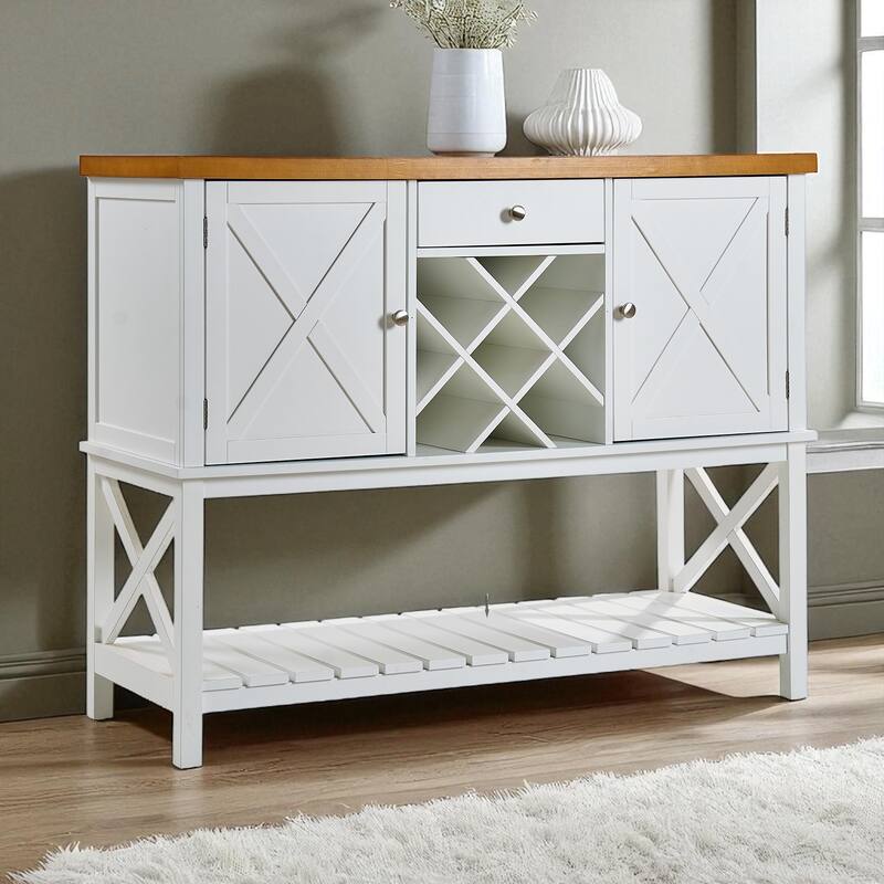 Bar Cabinet Console Table with Drawer, Wine Rack, Storage Shelf, Buffet Sideboard Coffee Bar for Kitchen Dining Entryway