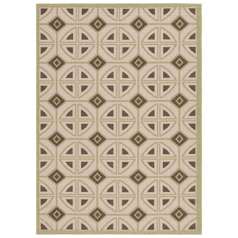 SAFAVIEH Courtyard Fatmire Indoor/ Outdoor Waterproof Patio Backyard Rug - 5'3" x 7'7" - Beige/Sweet Pea