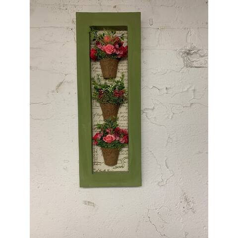 3 Ceramic Pots with Roses Wall Decor