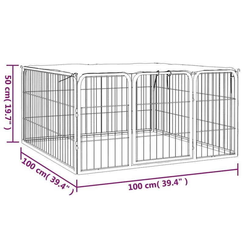 vidaXL Dog Playpen Kennel Dog Cage Puppy Pet Exercise Wire Fence Steel Black