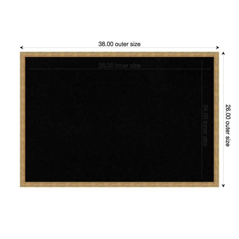 Mila Dark Gold Wood Framed Cork Board - Bulletin Board, Organization Board, Pin Board - Black - 38 x 26 in