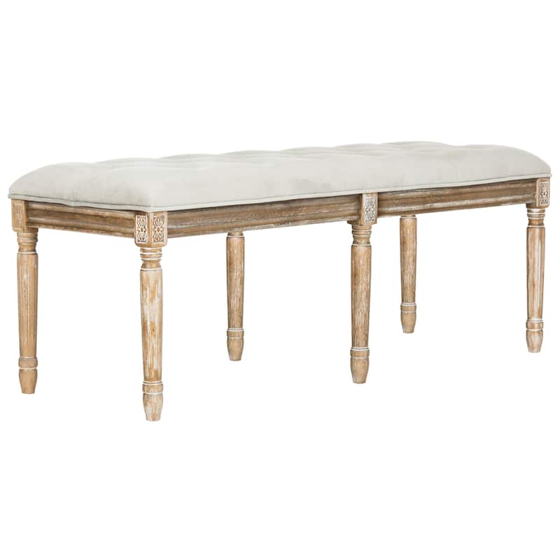 SAFAVIEH Lynnette French Brasserie Tufted Wood Bench - 47.3" x 17.5" x 19" - 47Wx18Dx19H