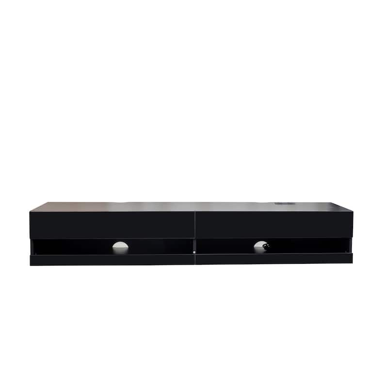 ​​Modern Floating TV Stand with 20 Color LEDs and 2 Storage Shelf Capacity for Living Room Bedroom and Office​