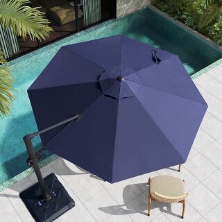 Pellebant 12' Patio Cantilever Umbrella Aluminum Round with 360 Degree Rotation, Base Not Included