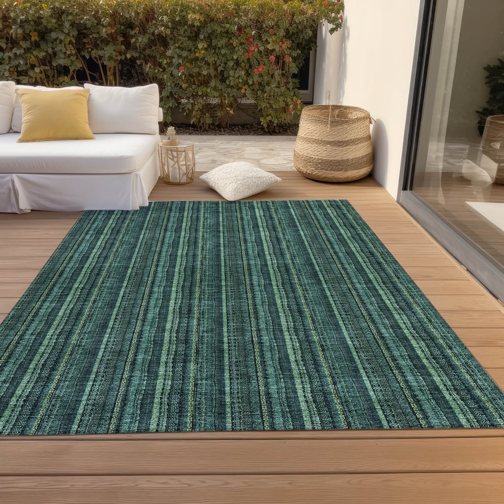 Machine Washable Indoor/ Outdoor Stripe Chantille Rug
