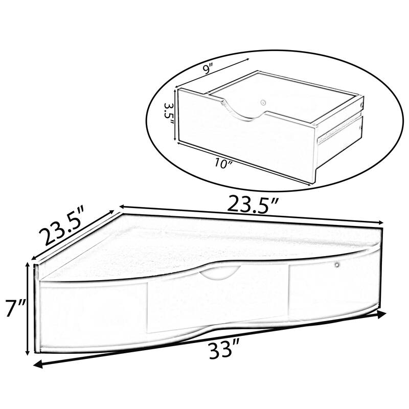 Corner Desk Wall Mounted Office Table with Drawer Writing Desk