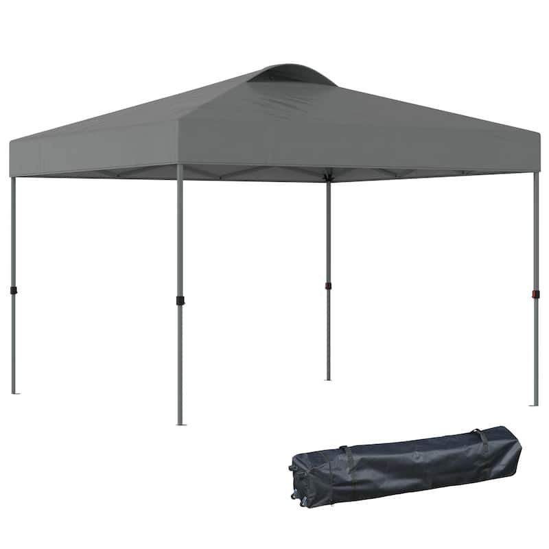 Outsunny 10' x 10' Pop Up Canopy Event Tent with 3-Level Adjustable Height, Top Vent Window Design and Easy Move Roller Bag