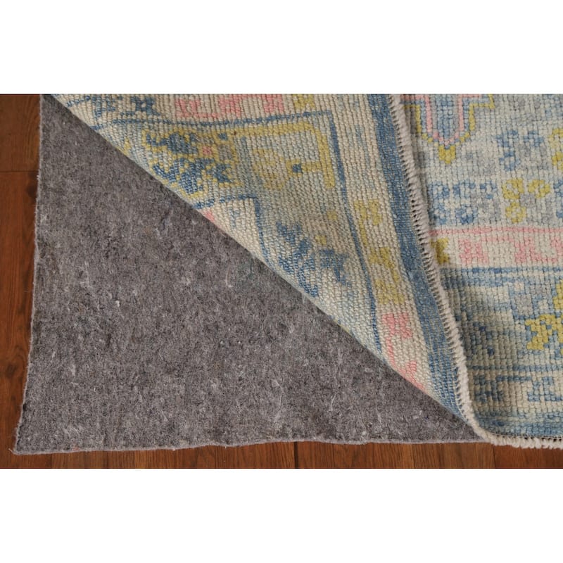 Vegetable Dye Oushak Turkish Runner Rug Handmade Wool Carpet - 3'0"x 11'9"
