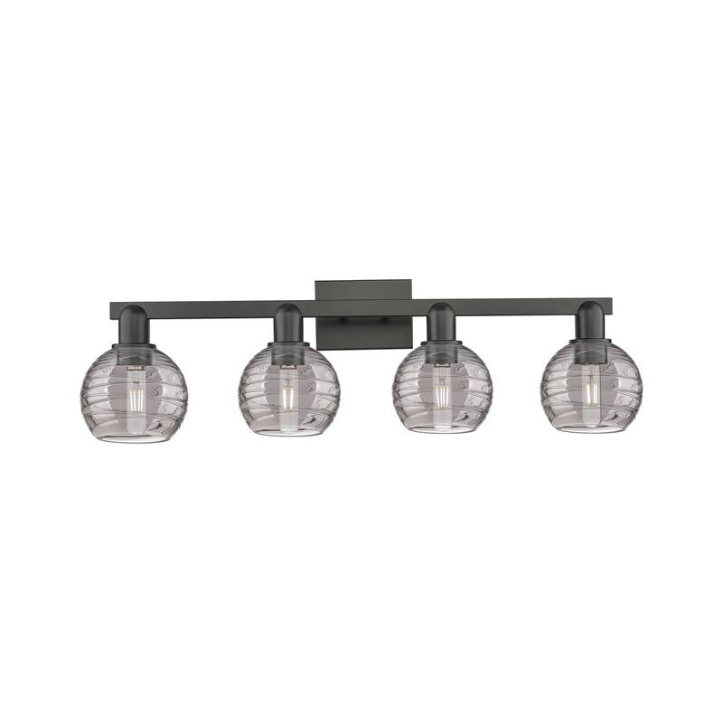 Innovations Lighting Downtown Urban - Athens Deco Swirl - 4 Light 36" Bath Vanity Light - Matte Black