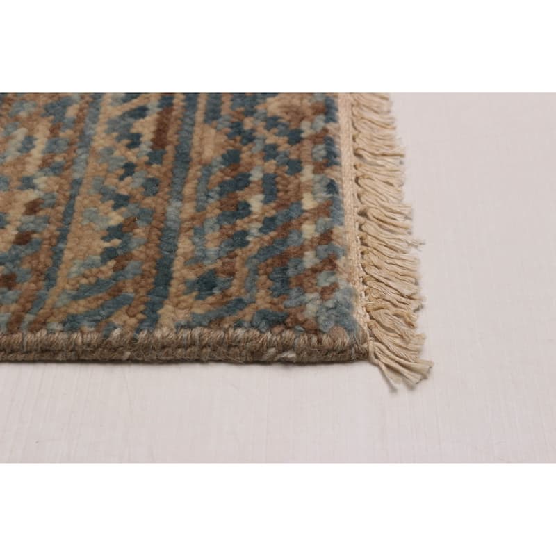 ECARPETGALLERY Hand-knotted Silk Shadow Tan Wool Rug - 6' 1" x 9'