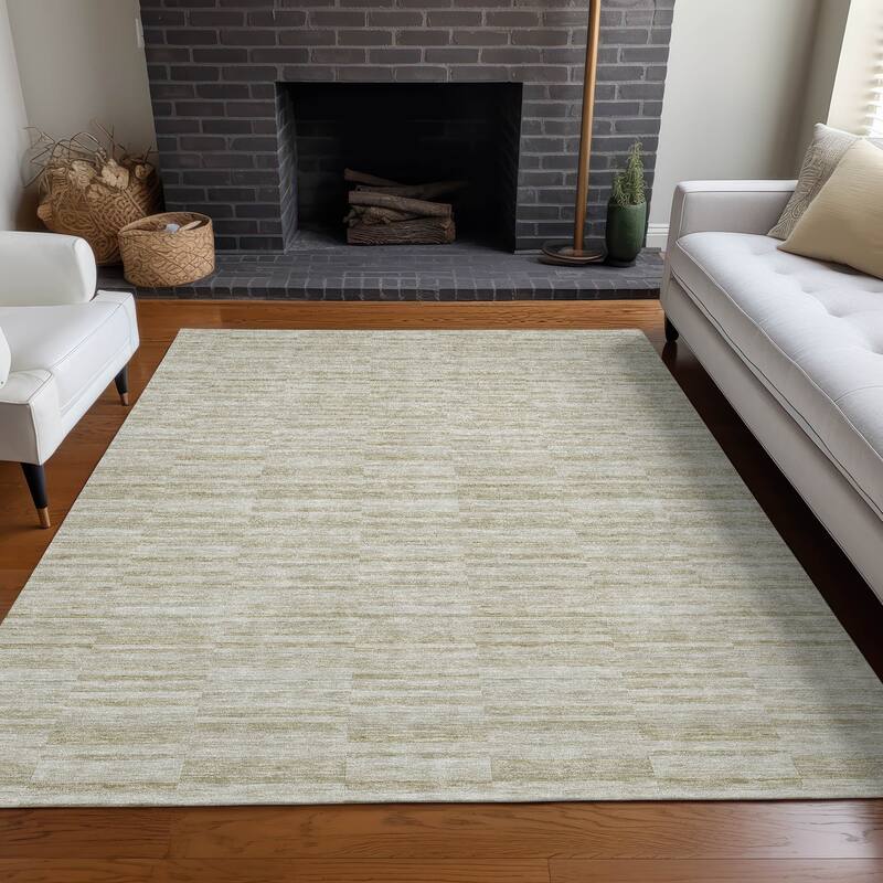 Premium Washable Super Soft Ombre Geo Stripe Mayfield Rug - Taupe - 5' x 7' 6" - Rectangle