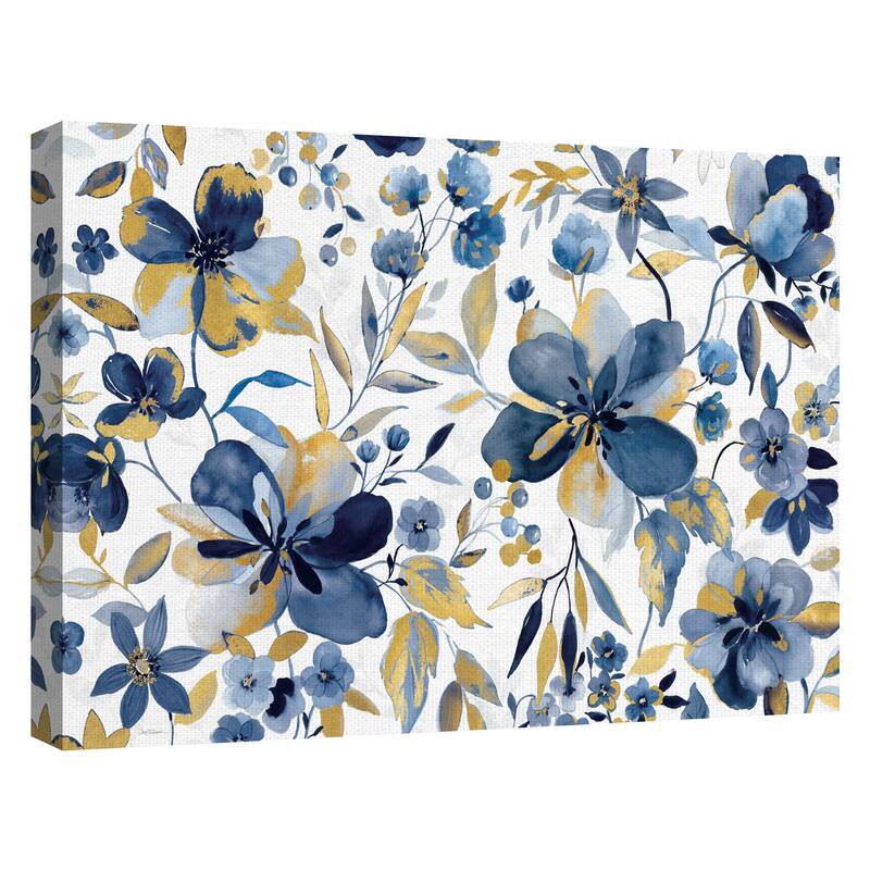 Golden Indigo Garden by Galaxy of Graphics Canvas Art Print