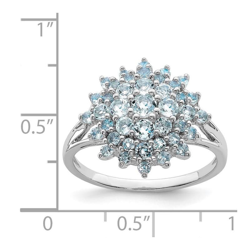 Curata 925 Sterling Silver Polished Open back Aquamarine Ring