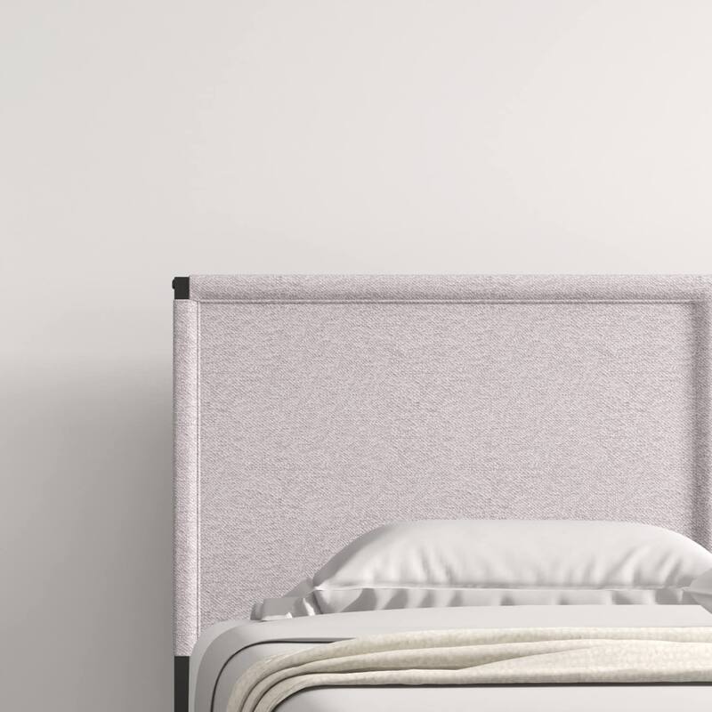 Twin Size Upholstered Platform Bed Frame with Adjustable Headboard, No Box Spring Needed with Sturdy Wooden Slats Support