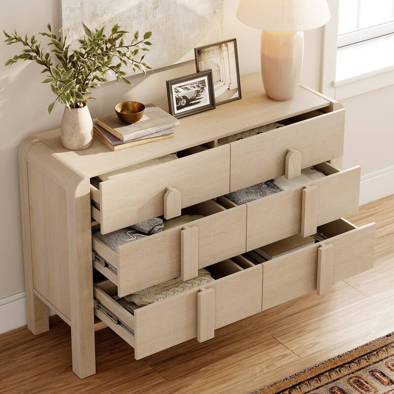 WAMPAT Modern Dresser TV Stand For Tvs Up To 100 Inch, Cruved Entertainment Center, Wood TV Console With Storage