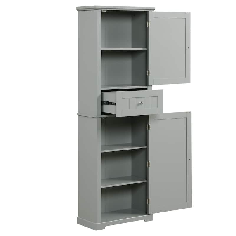 Tall Bathroom Storage Cabinet with Drawer and Adjustable Shelf