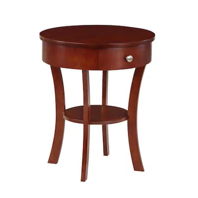 1 Drawer End Table with Shelf Storage Nightstand Solid Rubberwood Veneer Drawer and Bottom Shelf for Living Room Décor - 20