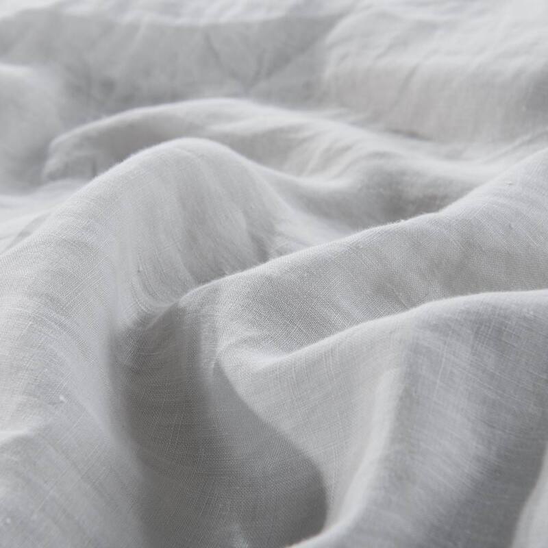 WHOLINENS Stone Washed French Linen Duvet Cover Set, Ruffled With Bow Ties Closure