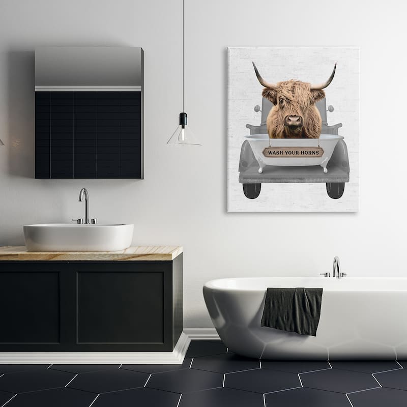 Stupell Wash Your Horns Cattle Canvas Wall Art Design by Lettered and Lined