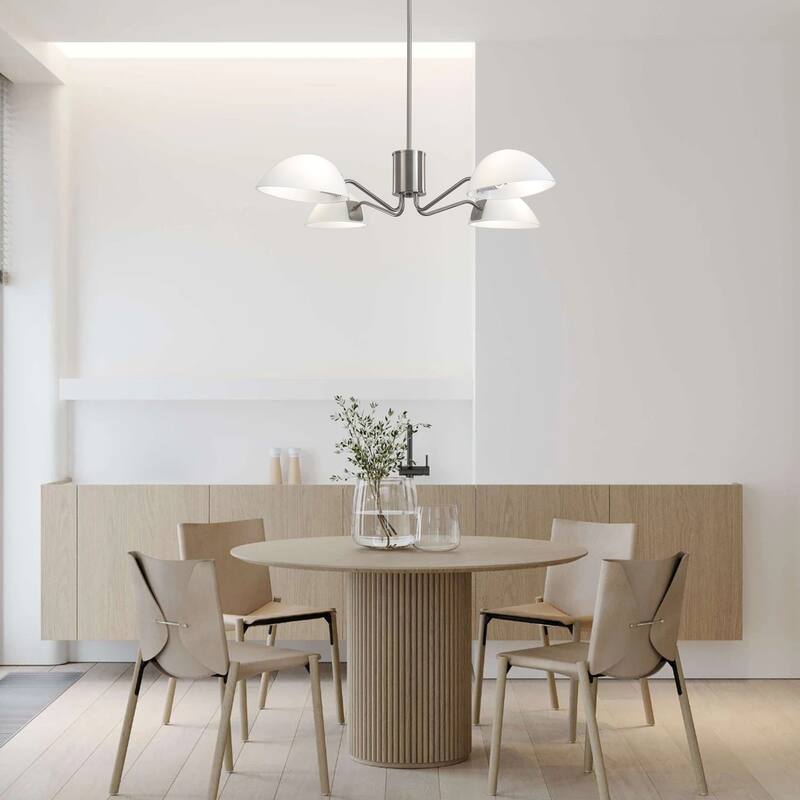 4-Light Hanging Island Linear Chandelier Lighting Fixture with Glass Shade for Dining Room Kitchen Island
