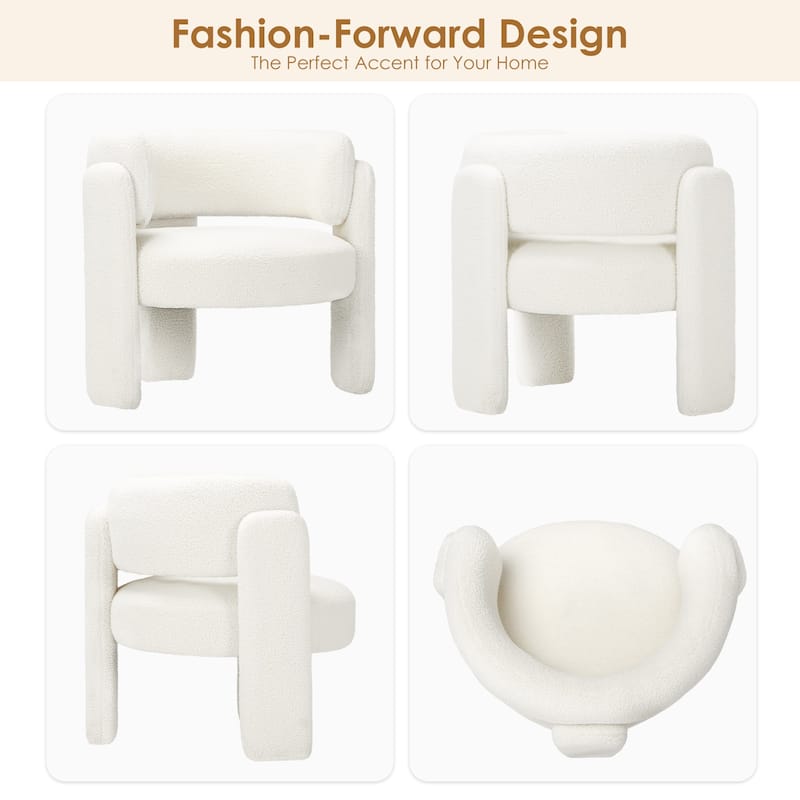 Modern Velvet Barrel Accent Chair - 3-Leg Design for Living Room, Bedroom