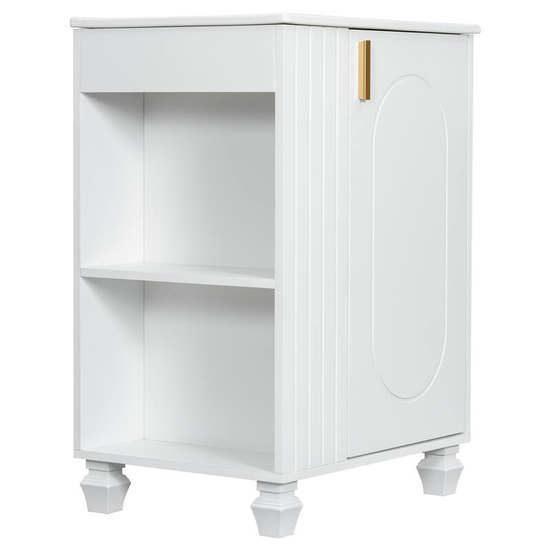 Anmytek 24 Inch Bathroom Vanity Cabinet with Sink Side Open Storage Door Shelf Solid Wood Frame Soft Closing Door White
