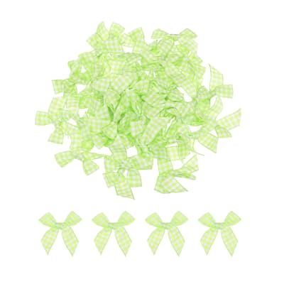 60Pcs Mini Gingham Ribbon Bow 1.5" Checkered Fabric Satin