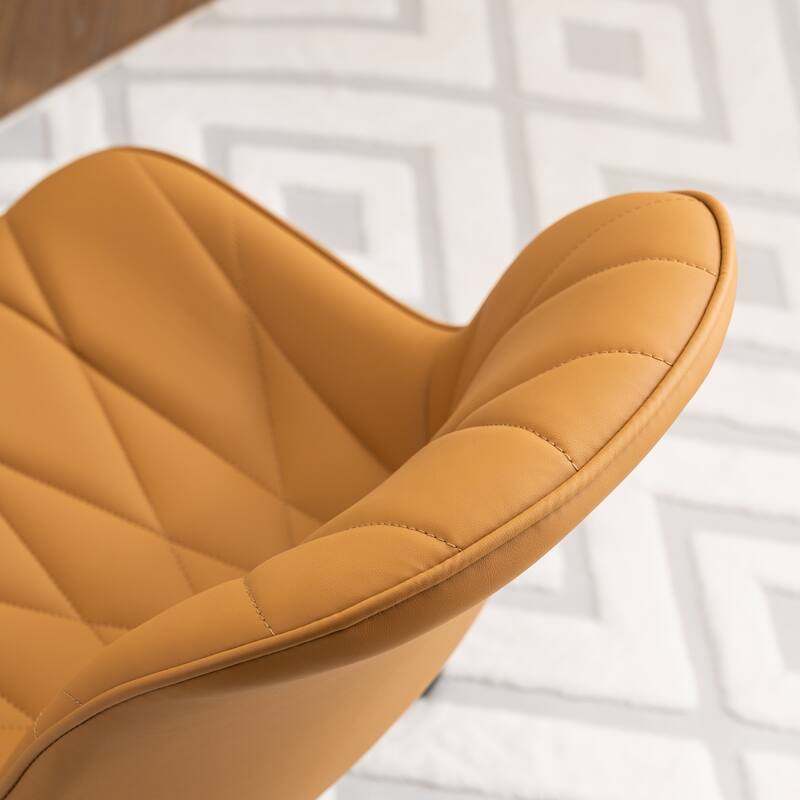 Armless Swivel Office Chair, Faux Leather Task Chairs with Wheels