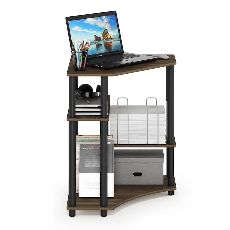 Furinno Turn-N-Tube Space Saving Corner Desk with Shelves
