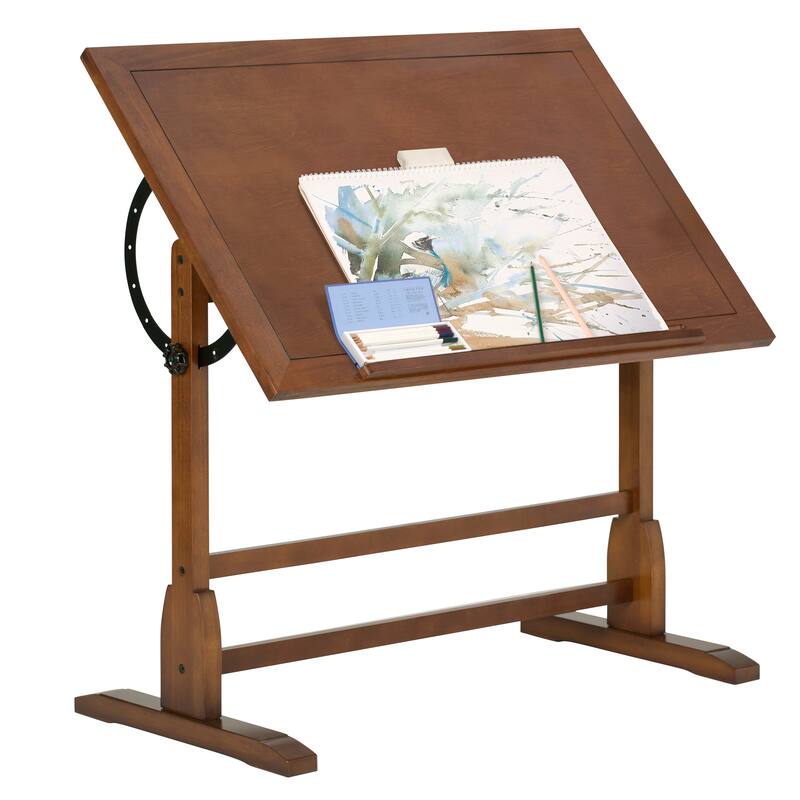 Studio Designs 42-inch Wood Drafting Table with Angle Adjustable Top for Drawing