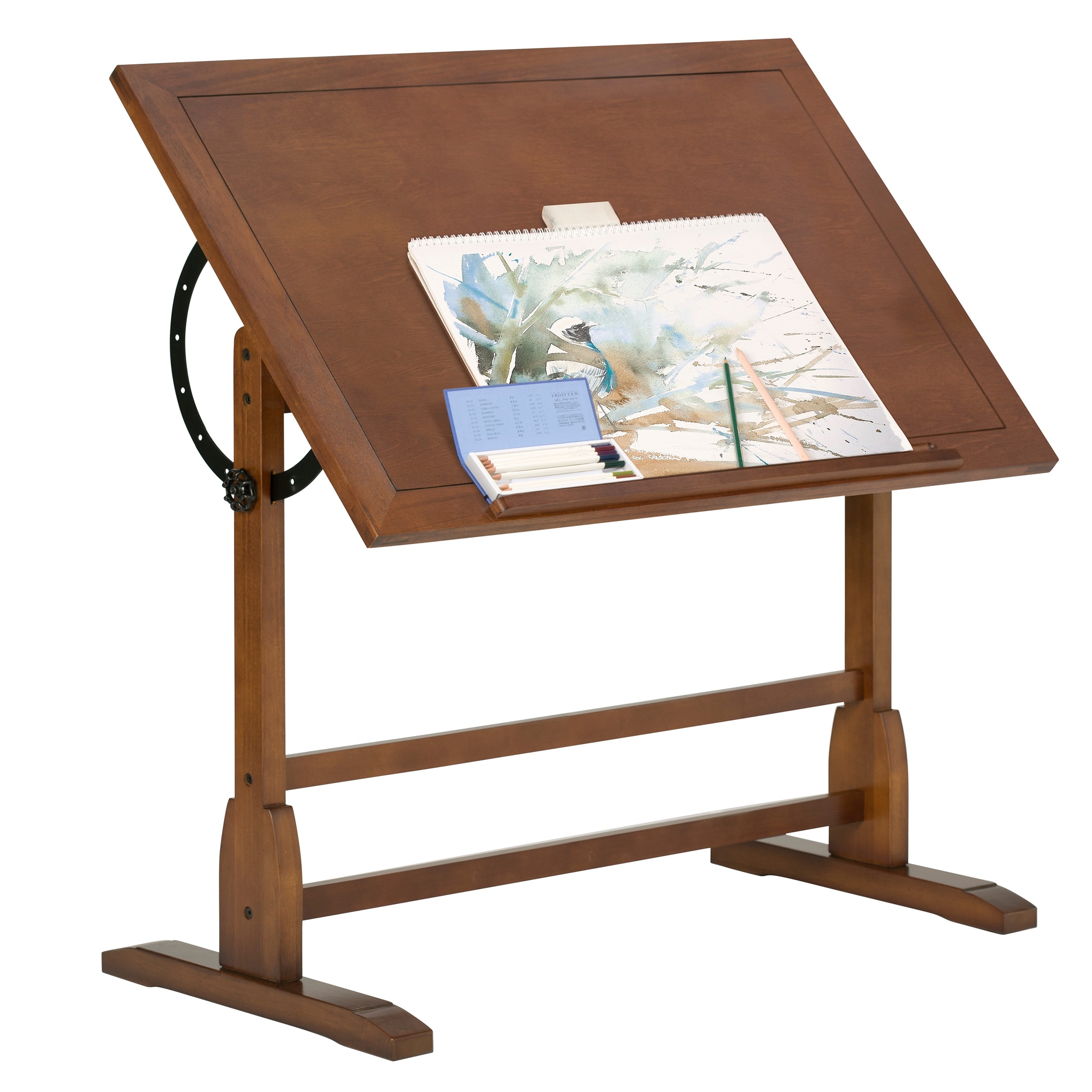 Studio Designs 42-inch Wood Drafting Table with Angle Adjustable Top for Drawing