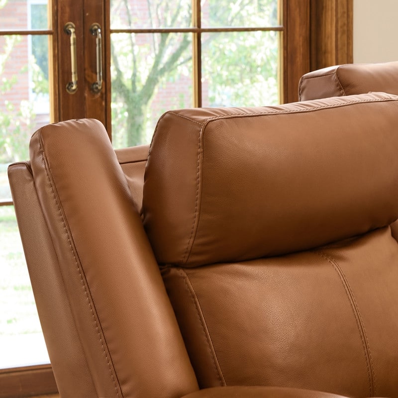 Spruce & Spring Hadlee Genuine leather Reclining Sofa with Multi-Function Console.
