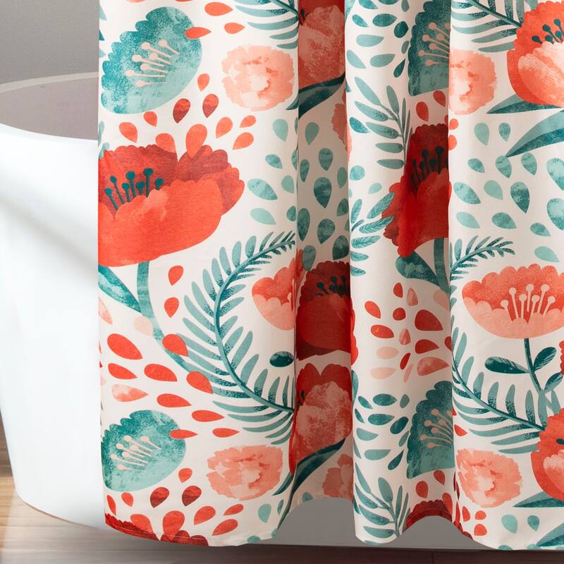 Porch & Den Egger Poppy Pattern Shower Curtain