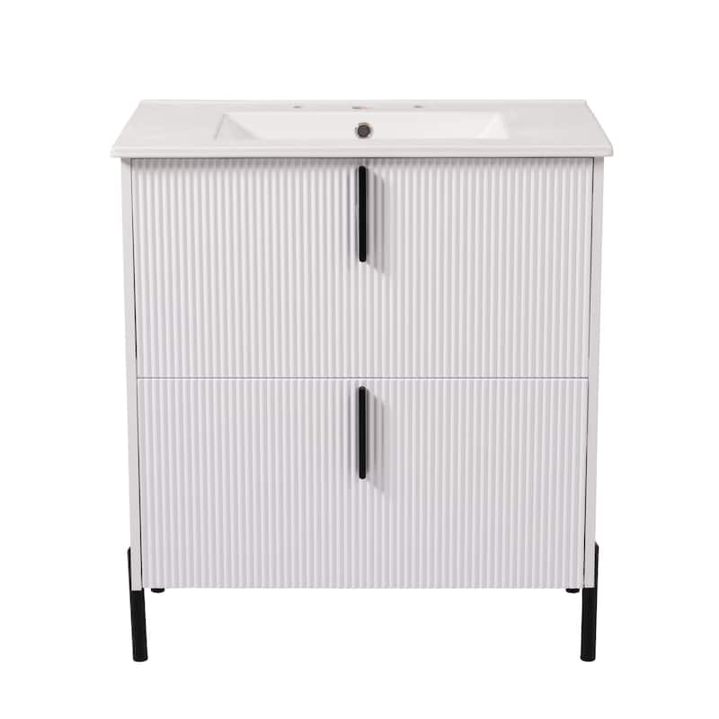 Bathroom Vanity with Ceramic Sink and Drawers