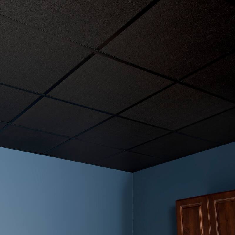 Genesis Stucco Pro Black 2 x 2 ft. Lay-in Ceiling Tiles