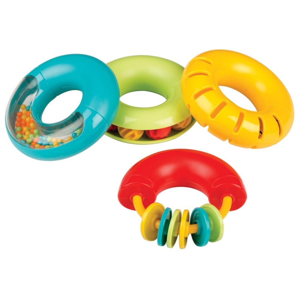 Edushape Musical Rings Baby Toy - 4 Piece Sensory Development Set For Infants 3+ Months