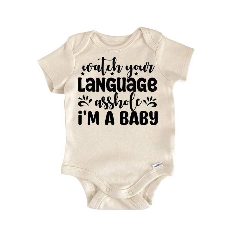 Watching Your Language Swear - Baby Boy Girl Clothes Infant Bodysuit Funny Cute Newborn - White - 0-3M