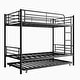 preview thumbnail 11 of 10, Twin over Twin Metal Bunk Bed with Trundle,Ladder and Full-Length Guardrail