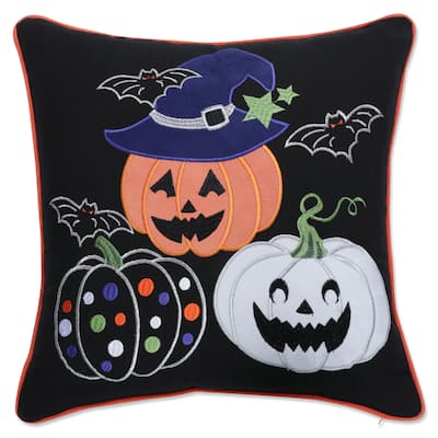 Pillow Perfect Indoor Pumpkin Fun Black 18-inch Throw Pillow Cover, 18 X 18 X 0.2