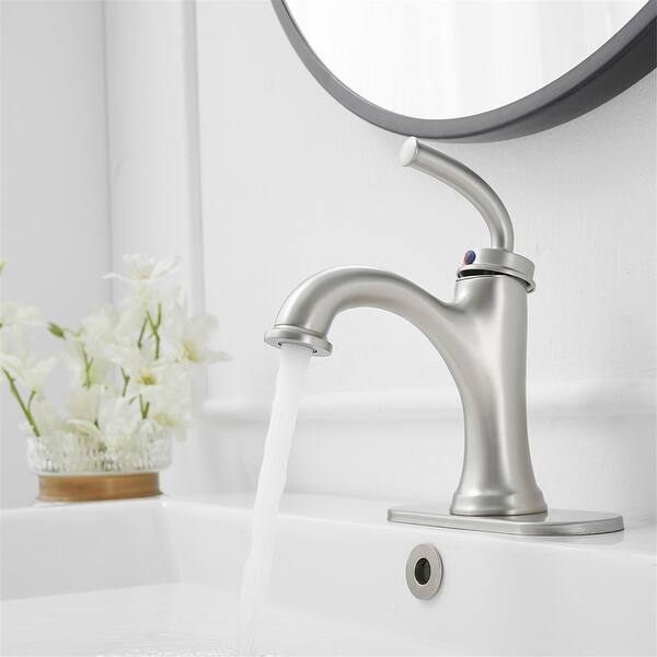 slide 2 of 31, Single Handle Bathroom Sink Faucet with Drain Kit 1 Hole Brass Modern Bathroom Basin Vanity Faucets with Deck plate