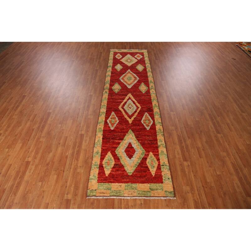 Moroccan Oriental Runner Rug Handmade Hallway Wool Carpet - 3'6" x 13'5"