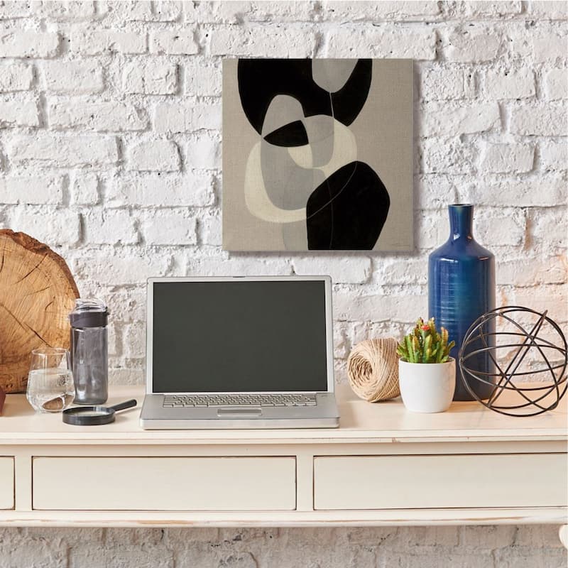 Stupell Neutral Toned Shapes Abstract Layers Brown Black Canvas Wall Art