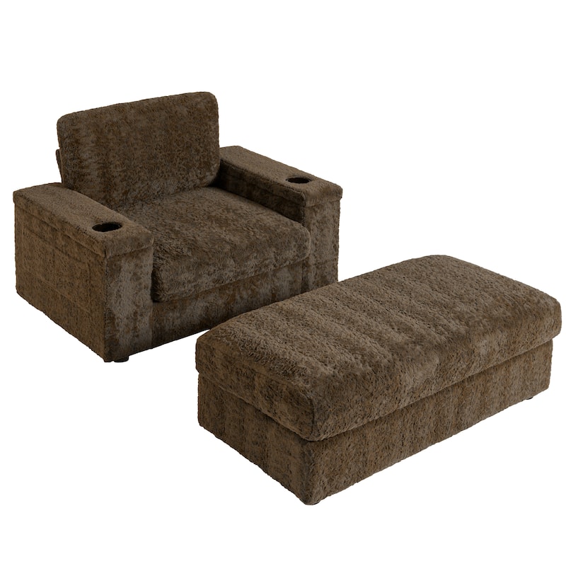 Ultra-Plush Oversized Chaise Lounge with Convertible Storage Ottoman by Harper&Bright Designs