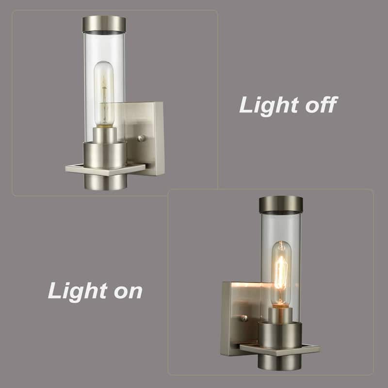 Clara Modern Wall Sconce with Cylinder Clear Glass Shade Set of 2