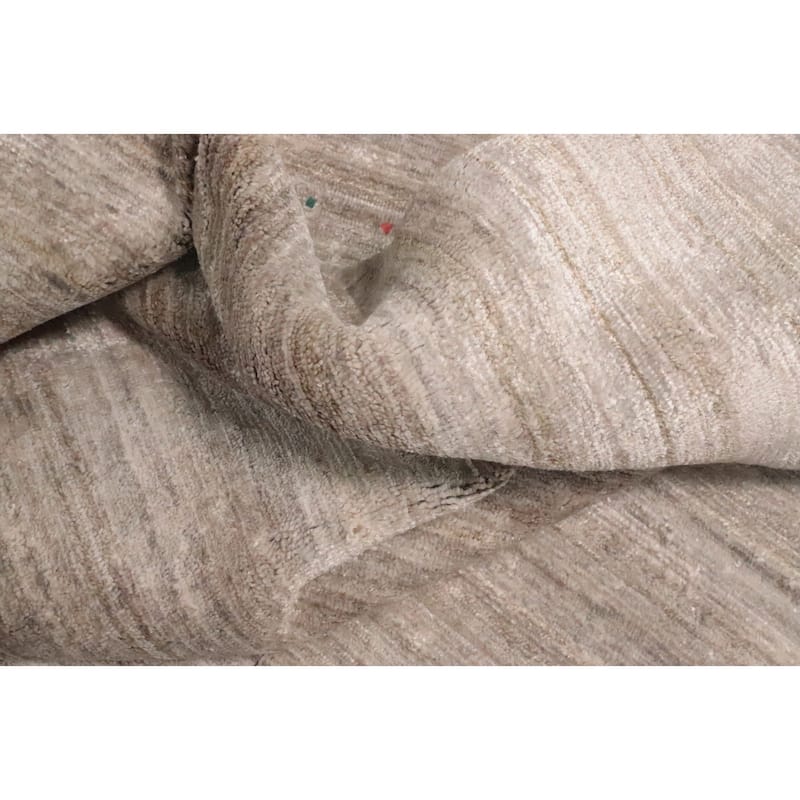 Hand Knotted Oriental Viscose Silk Carpet Tribal Animal Pictorial Beige & Ivories Gabbeh Area Rug - 12' 1'' X 8' 3''