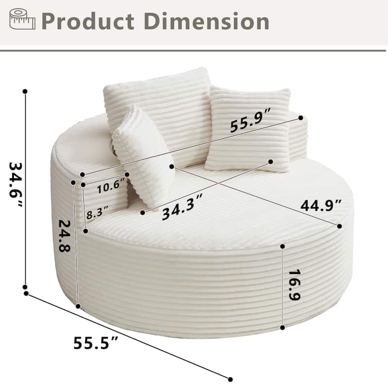 Sectional Modular Daybed Couch, Round Sofa Bed with Memory Foam, Sleeper Sofa with Removable Cushions